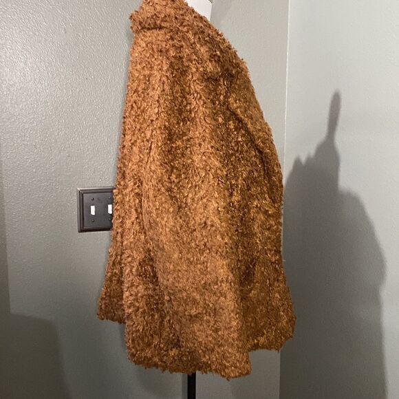 Divided H&M Brown Faux Fur Single Button Jacket Coat - Picture 6 of 11